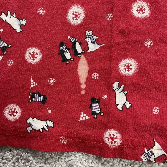 Unbranded Tunic Sleep Shirt Womens 2XL Red Winter Penguin Snowflakes Long Sleeve - Picture 3 of 8